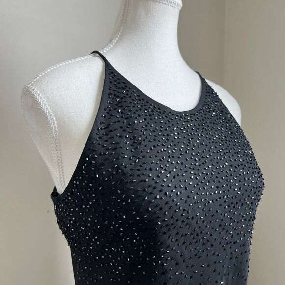 Y2K black beaded formal midi dress whimsygoth dark romance sparkly Medium / 8 - Picture 2 of 7